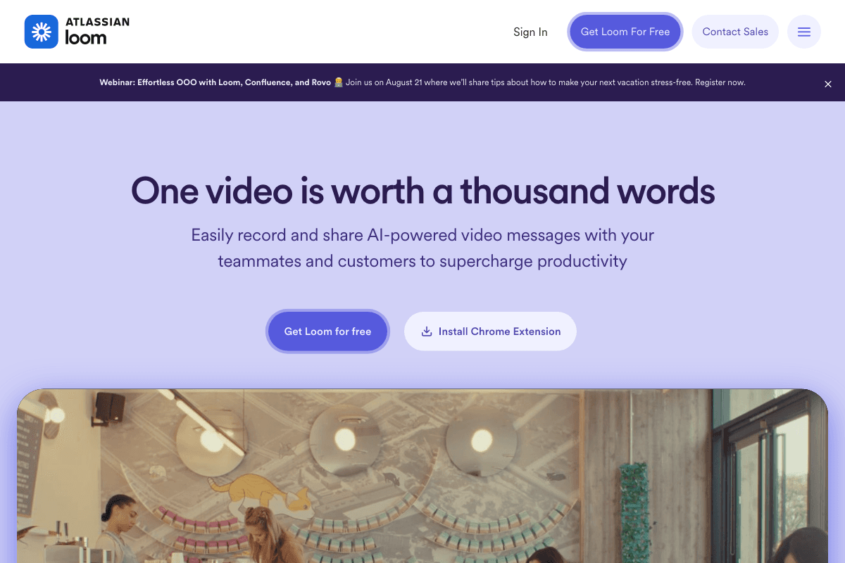 Loom homepage interface screenshot
