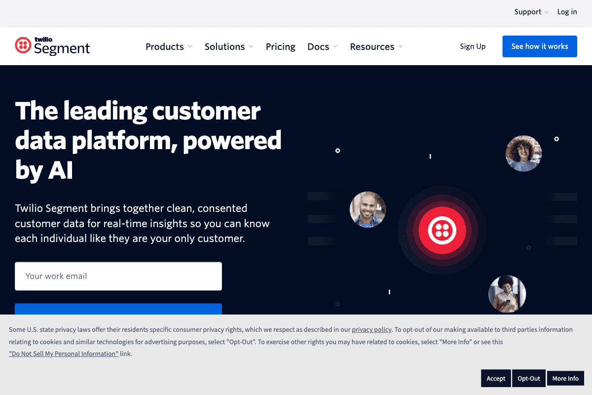 Segment homepage interface screenshot