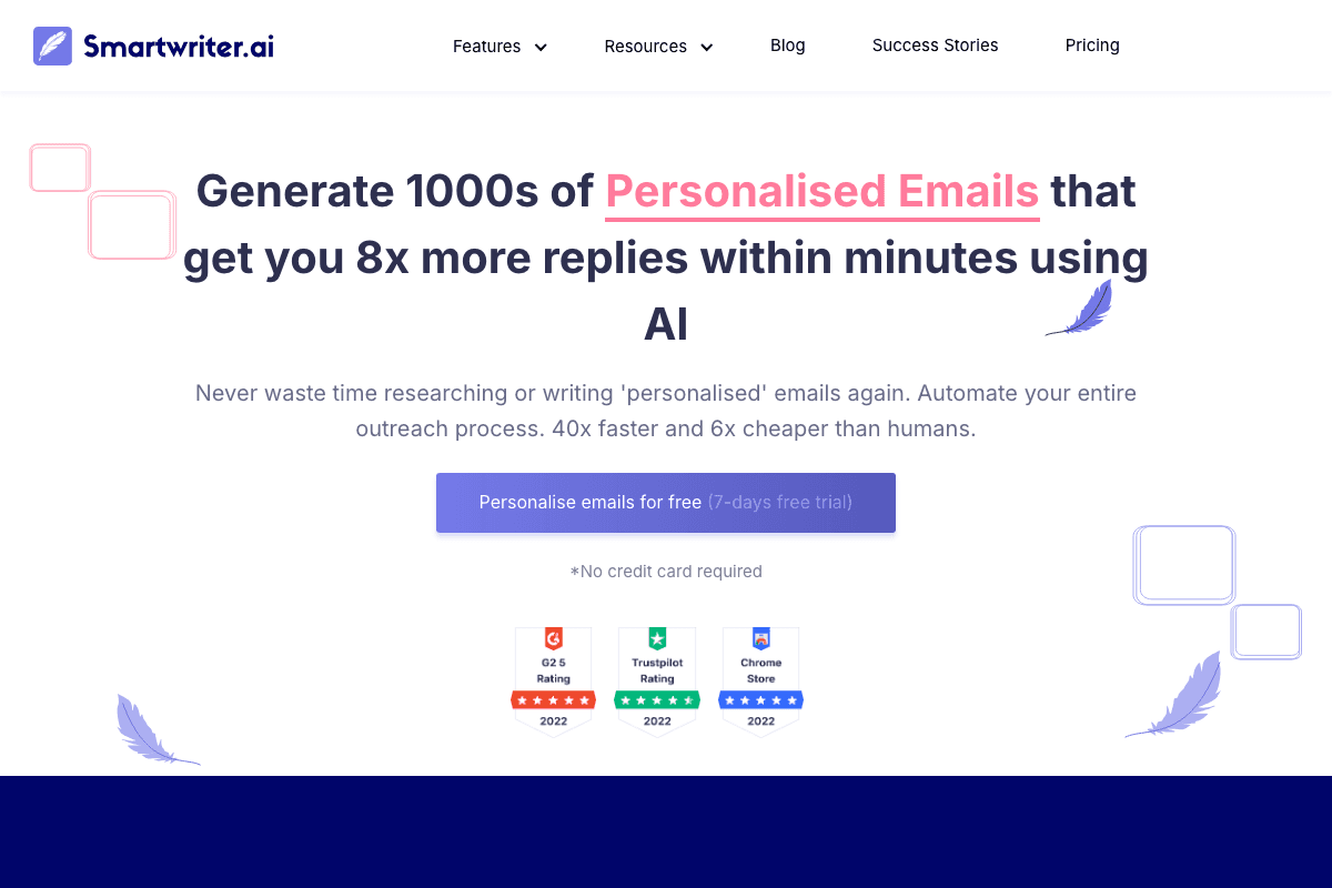SmartWriter homepage interface screenshot
