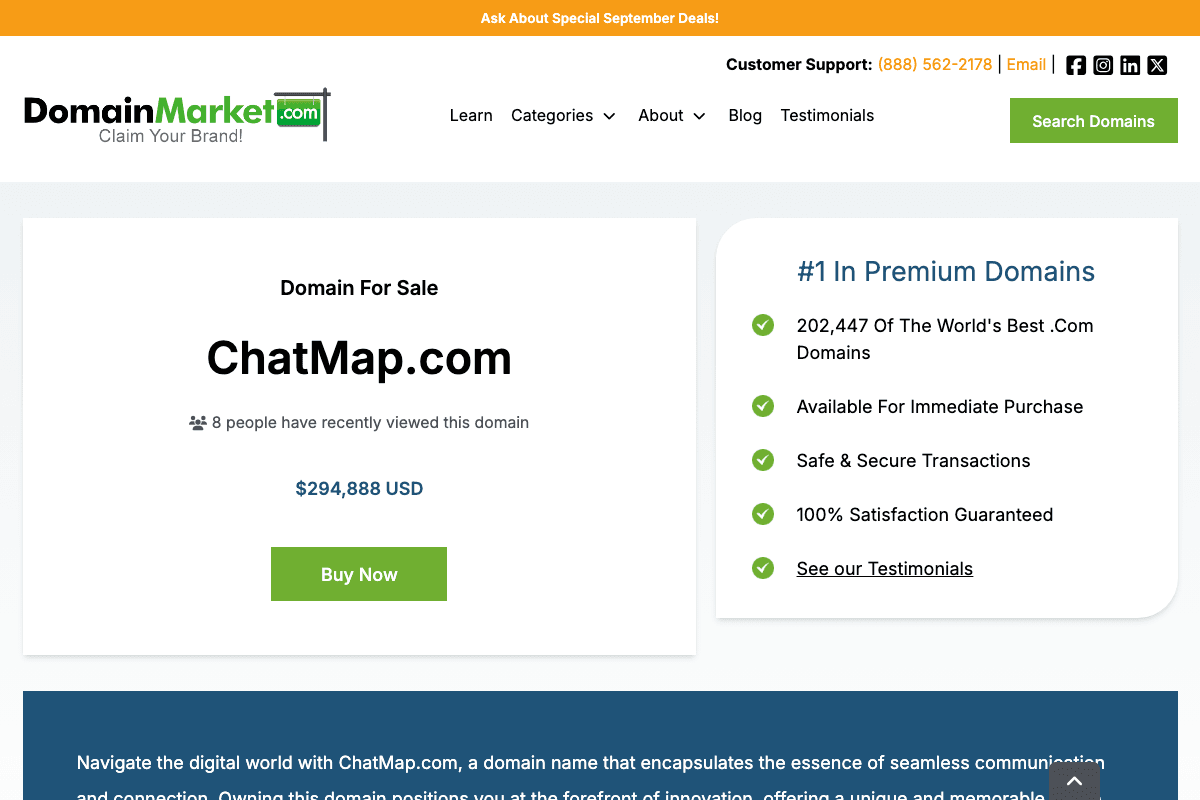 ChatMap homepage interface and features - marketing tool review