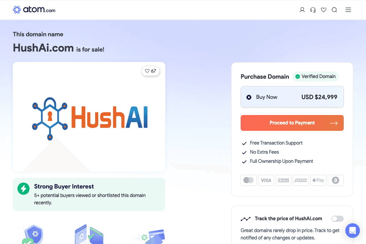 Hush AI homepage interface and features - marketing tool review