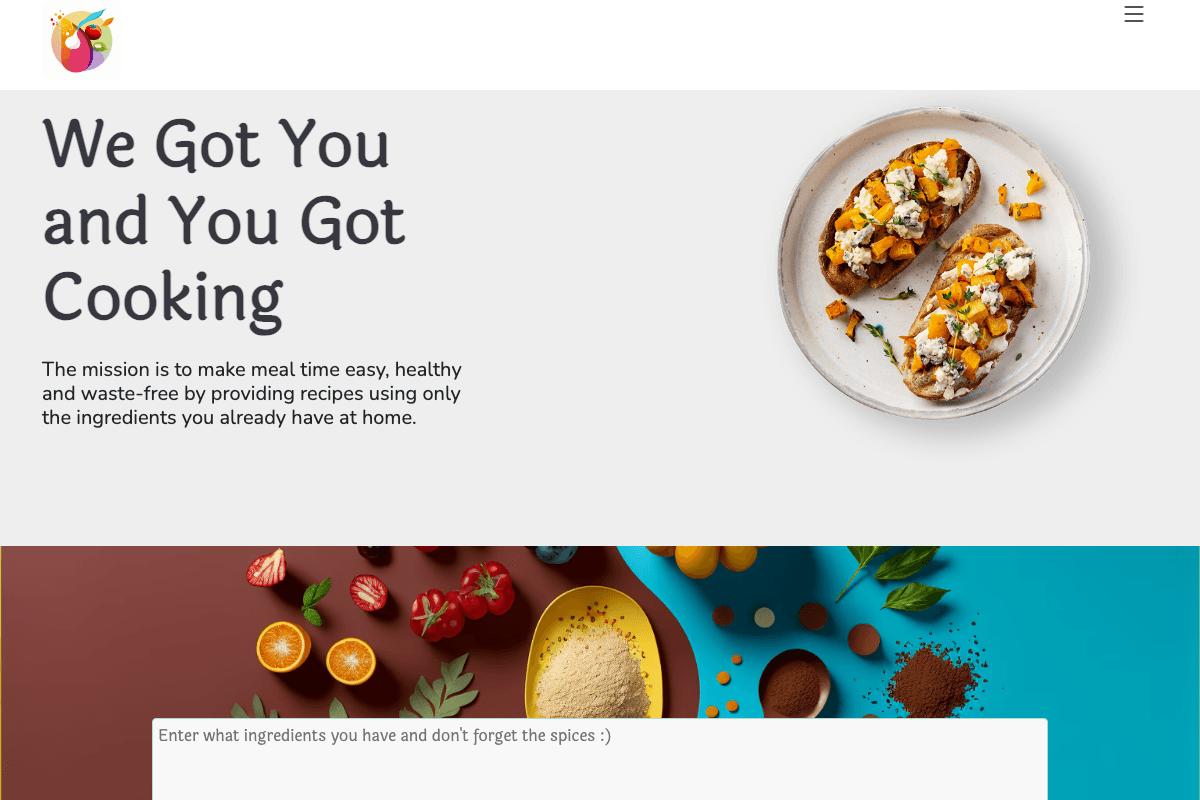 You Got Cooking homepage interface and features