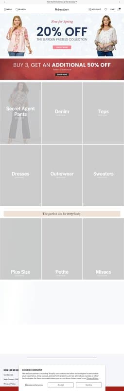 Dress Barn homepage interface - marketing tool review