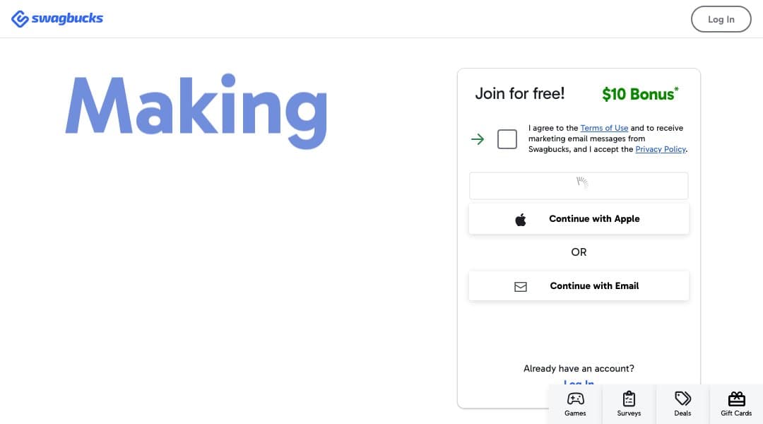 Swagbucks homepage interface - marketing tool review