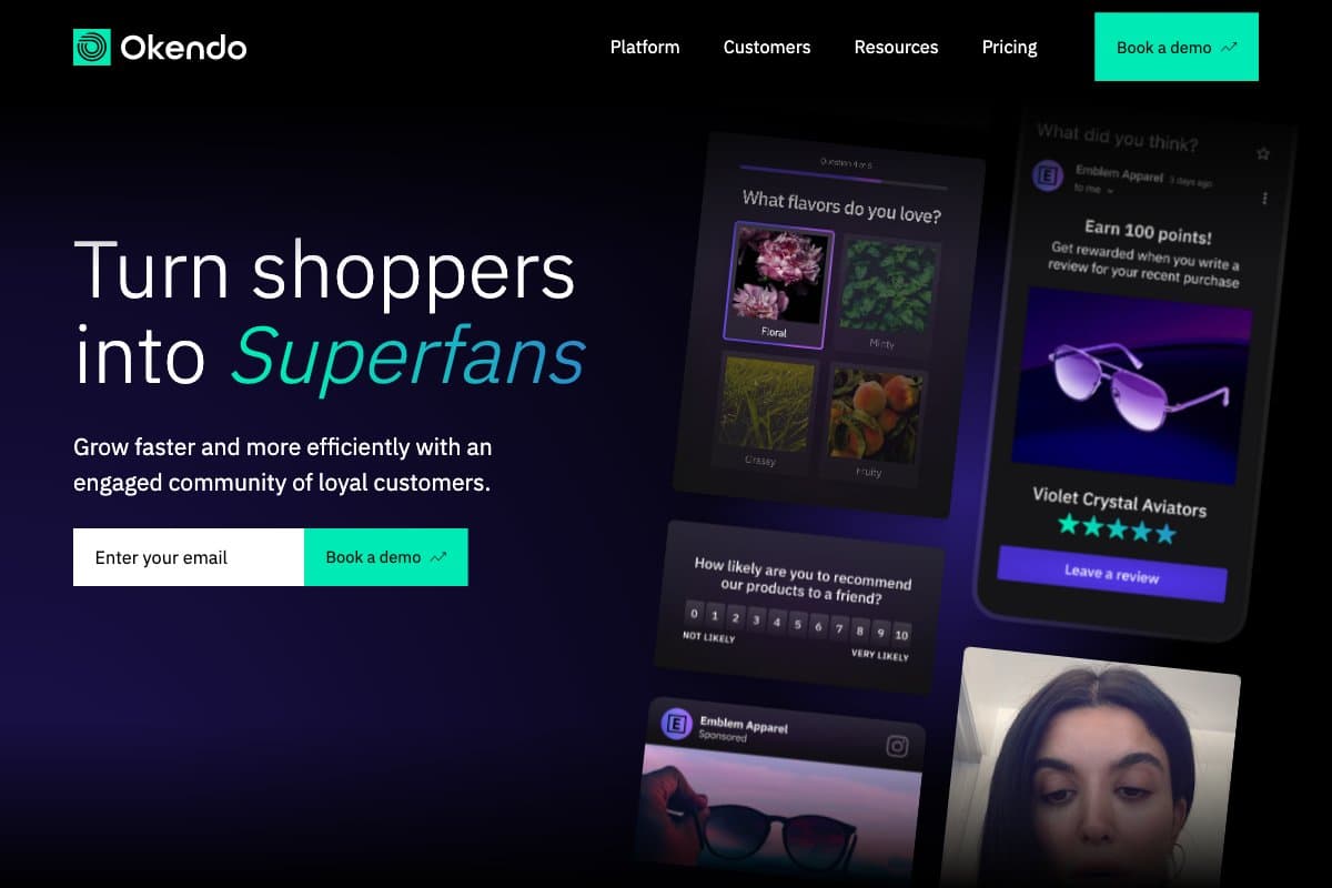 Okendo homepage interface screenshot