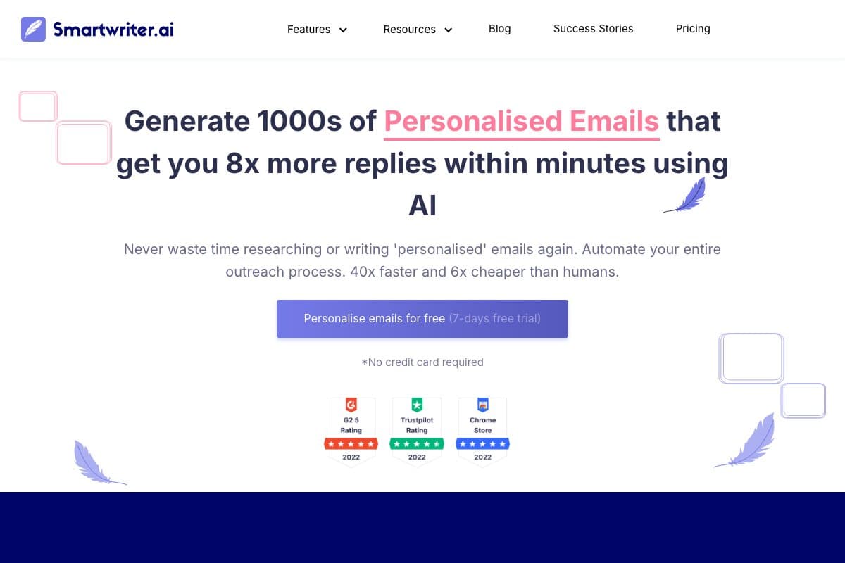 SmartWriter homepage interface screenshot