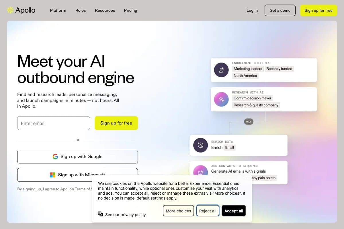Apollo homepage and features