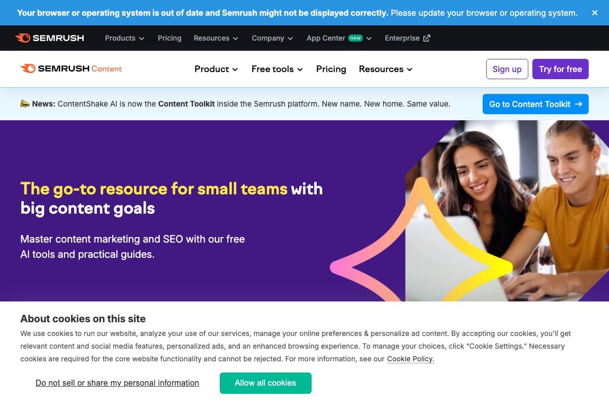 ContentShake AI homepage interface and features - marketing tool review