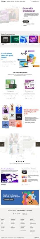 99 Designs homepage interface - marketing tool review