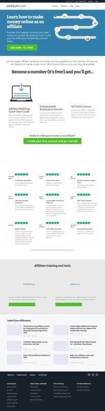 Affilorama homepage interface - marketing tool review