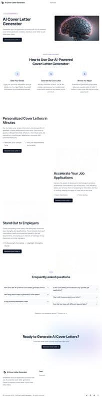 Ai Cover Letter Generator homepage interface - marketing tool review