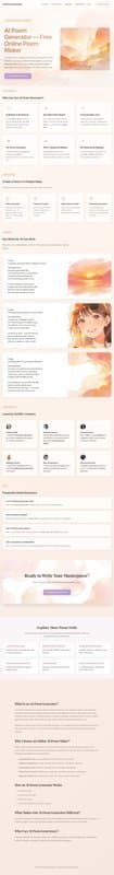 AI Poem Generator homepage interface - marketing tool review