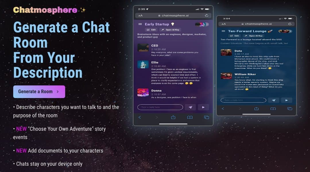 Chatmosphere homepage interface - marketing tool review