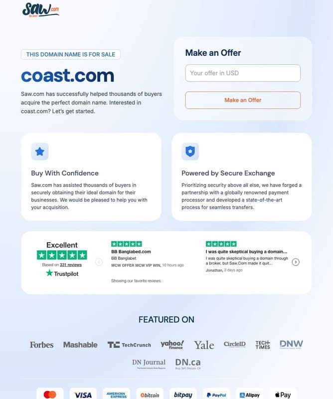 Coast homepage interface - marketing tool review