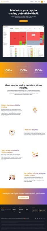 CoinScreener homepage interface - marketing tool review