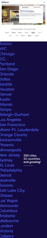 Deskpass homepage interface - marketing tool review