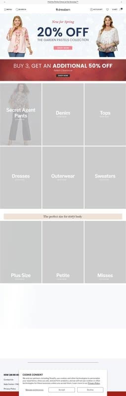 Dress Barn homepage interface - marketing tool review