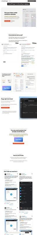 Email Triager homepage interface - marketing tool review