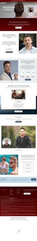 Hair Club homepage interface - marketing tool review