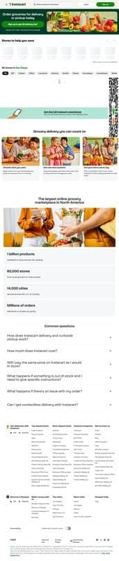 Instacart homepage interface - marketing tool review