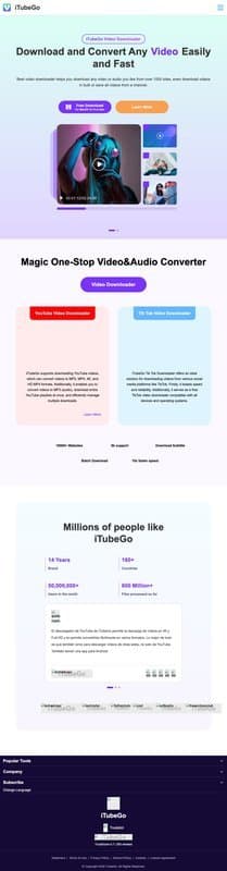 Itubego homepage interface - marketing tool review