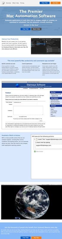Keyboard Maestro homepage interface - marketing tool review