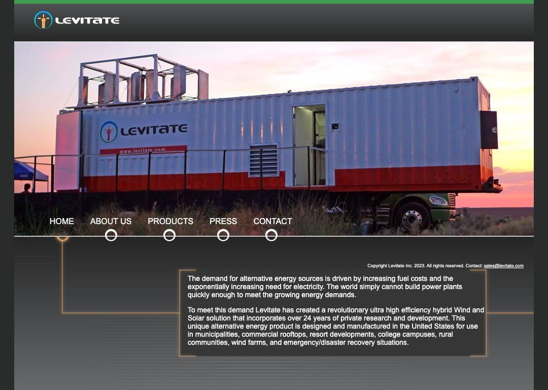 Levitate homepage interface - marketing tool review