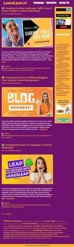 List Infinity homepage interface - marketing tool review