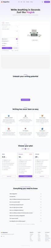 MagickPen homepage interface - marketing tool review