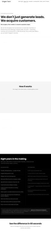 Origen Tech homepage interface - marketing tool review
