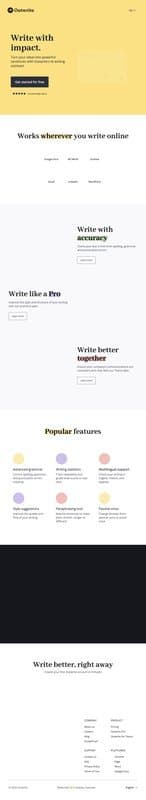 Outwrite homepage interface - marketing tool review