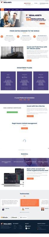 Regal Assets homepage interface - marketing tool review