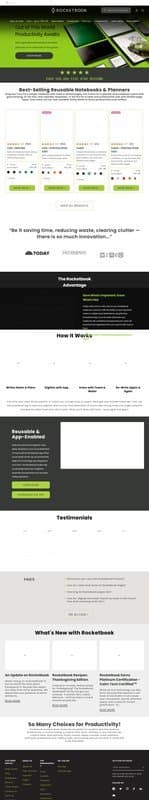 Rocketbook homepage interface - marketing tool review