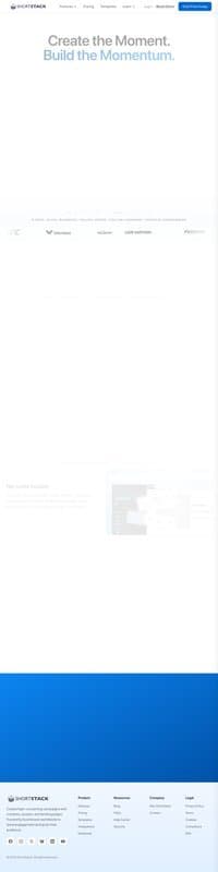 ShortStack homepage interface - marketing tool review