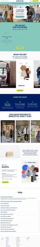 Stitch Fix homepage interface - marketing tool review