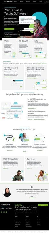 Text Request homepage interface - marketing tool review