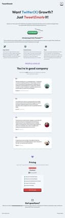 TweetEmote homepage interface - marketing tool review