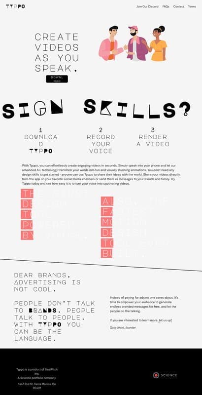 Typpo homepage interface - marketing tool review