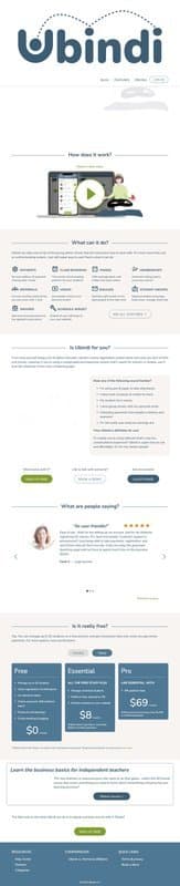 Ubindi homepage interface - marketing tool review