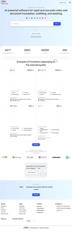 Vidby homepage interface - marketing tool review
