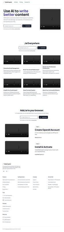 Webcopilot homepage interface - marketing tool review