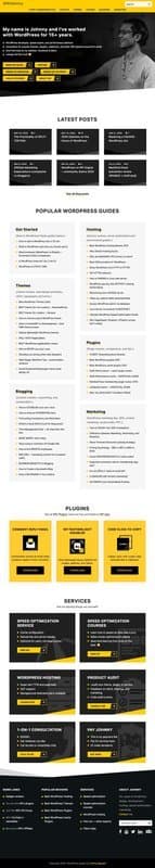 Wp Johnny homepage interface - marketing tool review