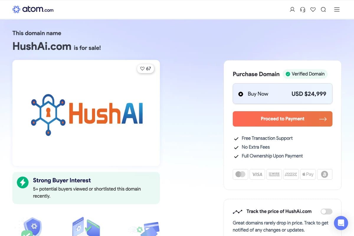 Hush AI homepage interface and features - marketing tool review