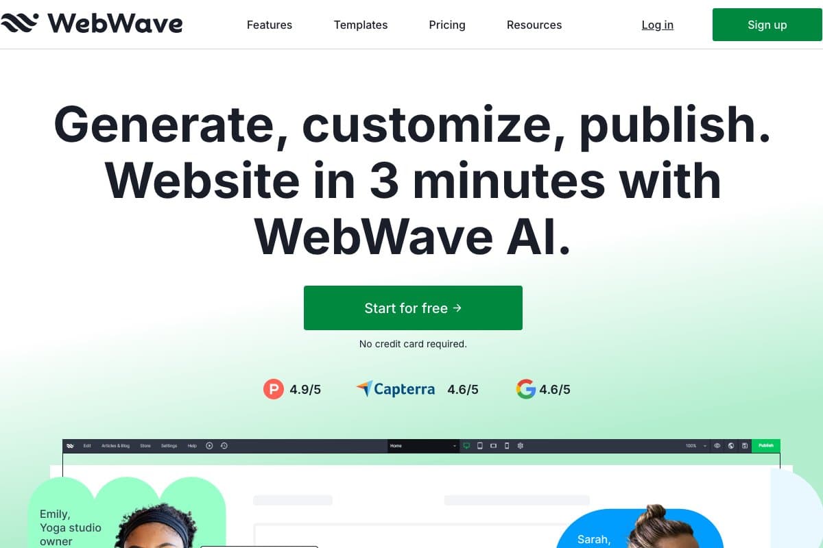 Webwave homepage interface and features - marketing tool review