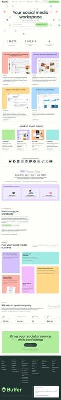 Buffer homepage interface - marketing tool review