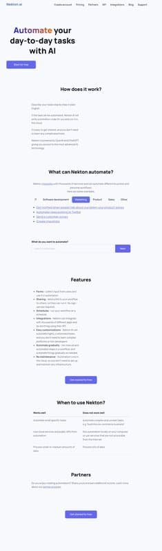 Nekton.ai homepage interface - marketing tool review