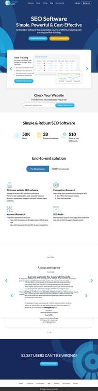 SheerSEO homepage interface - marketing tool review