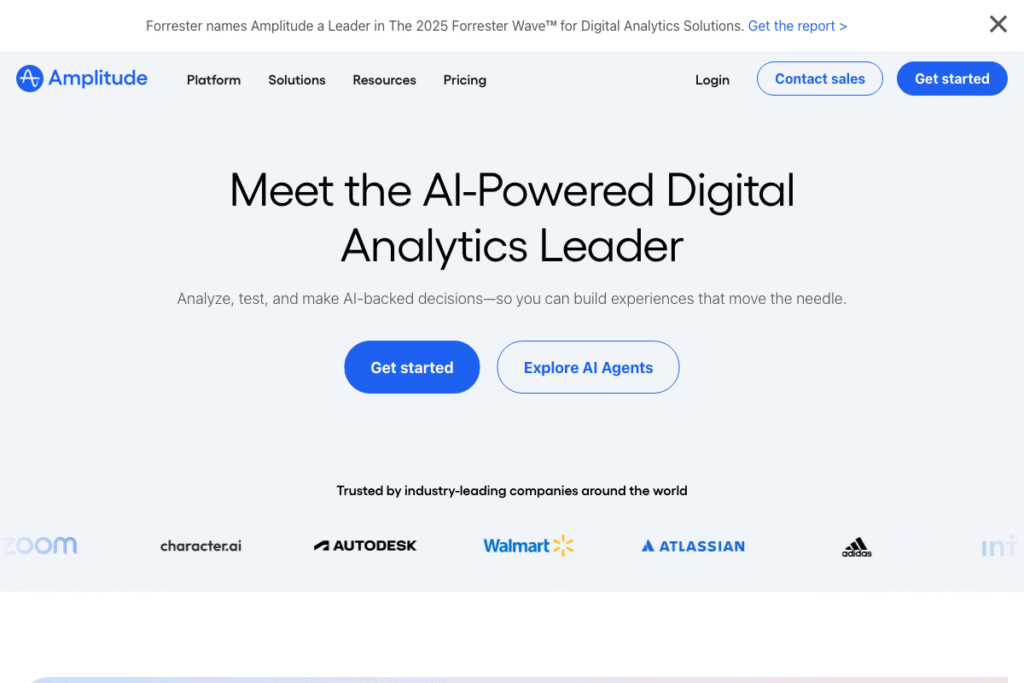 Amplitude Review: Complete Guide for 2025 – Features, Pricing & Alternatives homepage interface