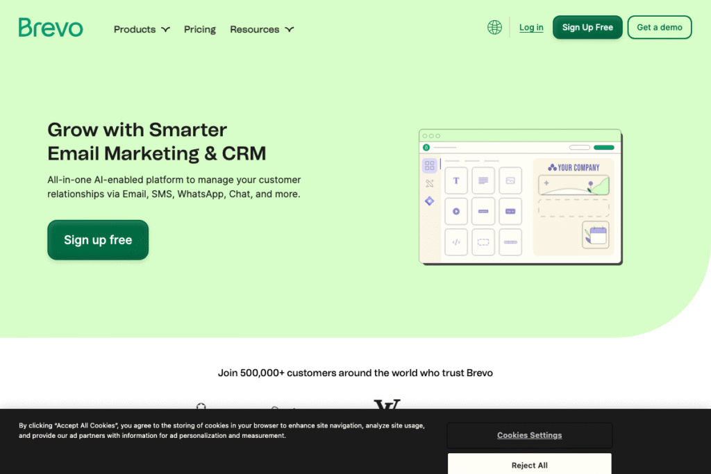 Brevo Review: Complete Guide for 2025 – Features, Pricing & Alternatives homepage interface