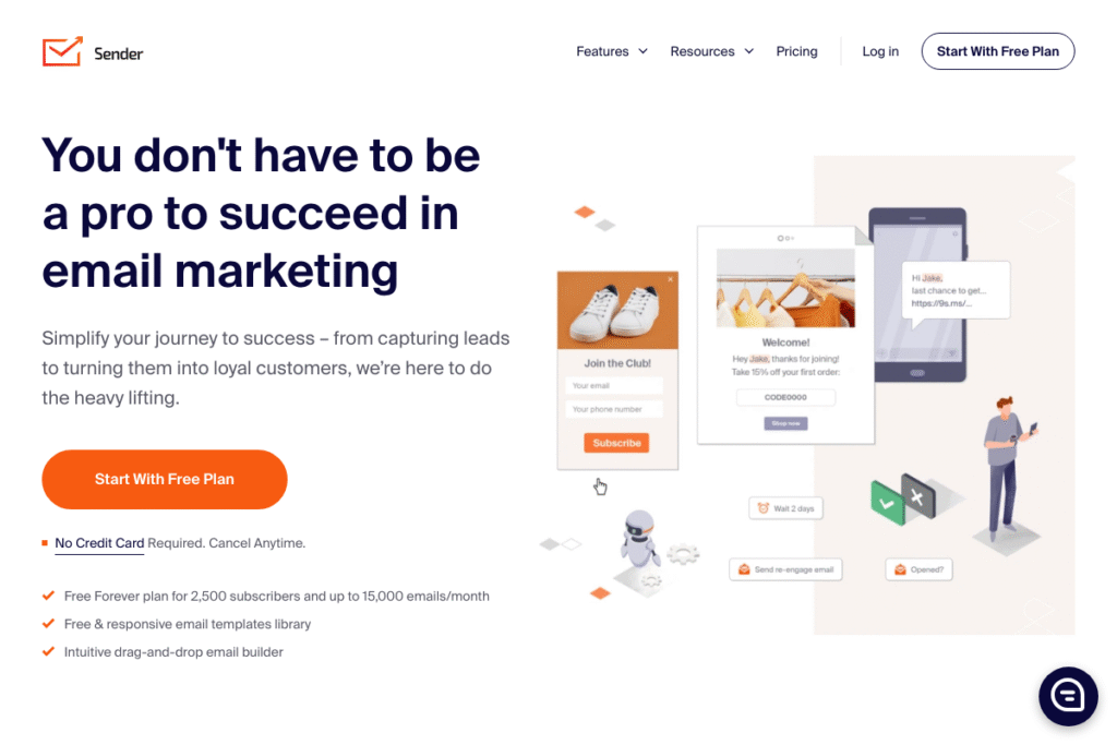 Sender Review: Complete Guide for 2025 – Features, Pricing & Alternatives homepage interface